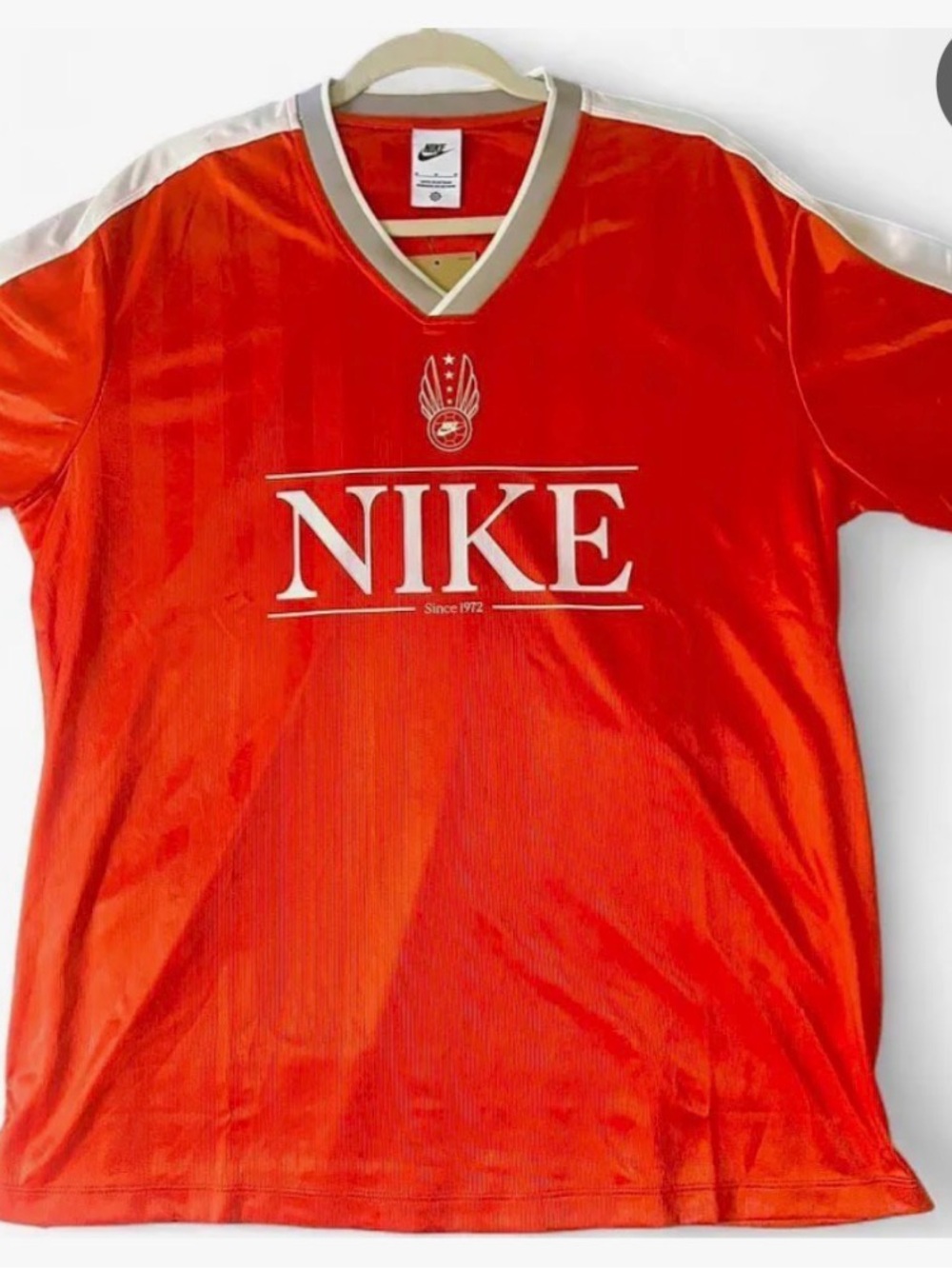 Nike Women’s Bright Orange V-Neck Logo Jersey with White Trim